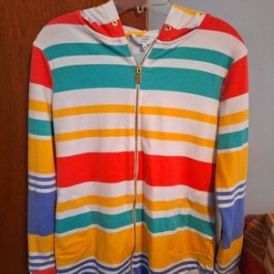 Crown&Ivy Women's Colorful Striped Hoodie Size M